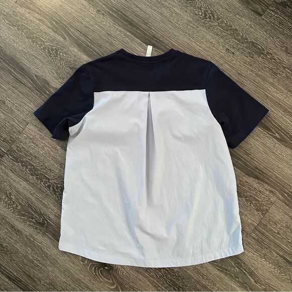 Athleta Gallery Colorblock Blue Short Sleeve Pocket Tee Shirt Top - Picture 5 of 7